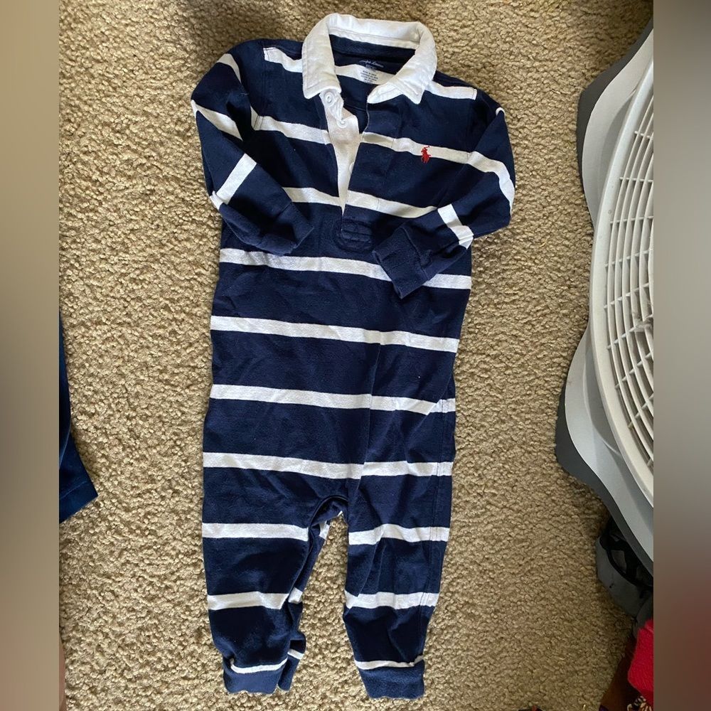 Infant Baby Boy Ralph Lauren Striped Onesie Outfit